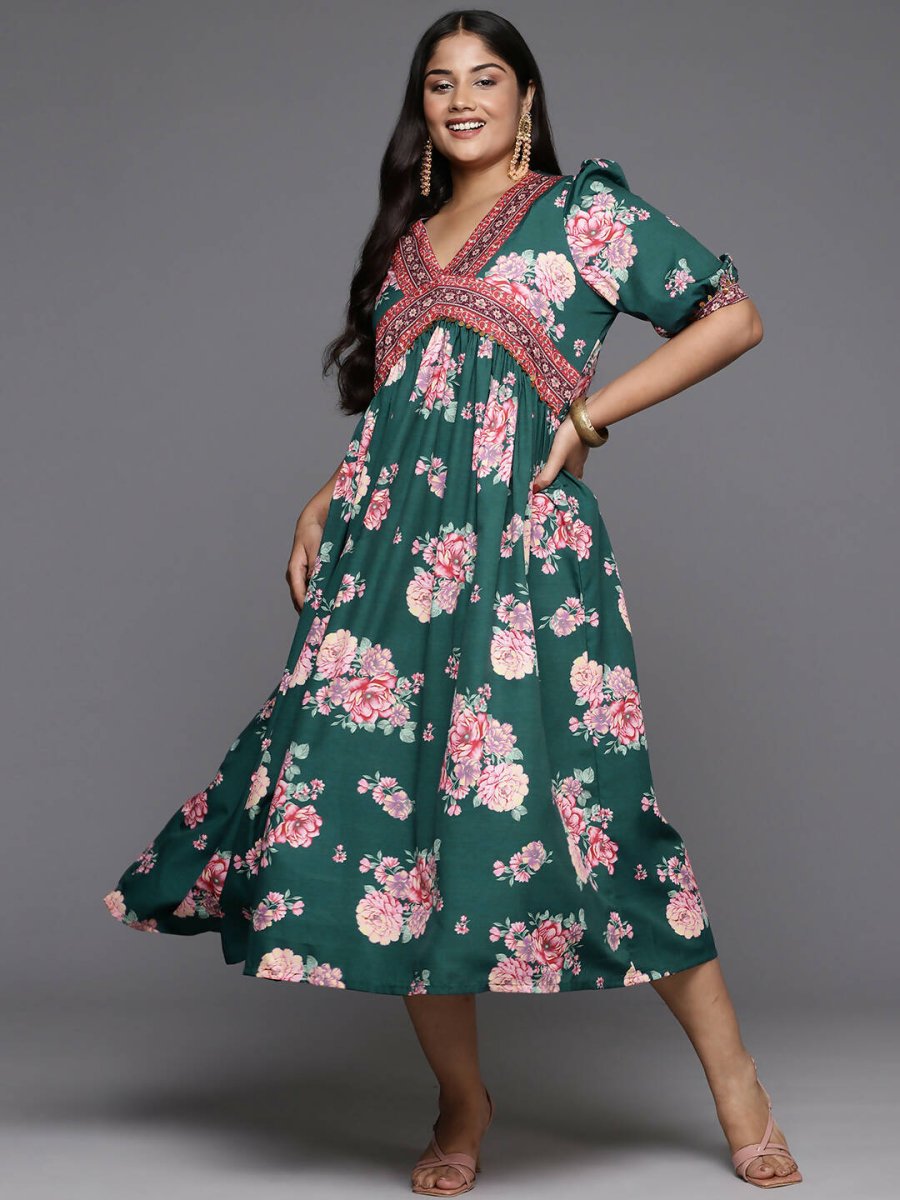 Ahalyaa Women's Traditional wear Ethnic Dress - Green - Distacart