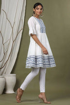 Juniper White Cotton Dobby Festive Embroidered Tiered Dress For Women - Distacart