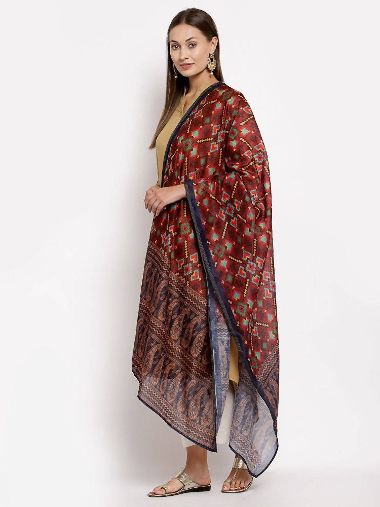 Myshka Women's Traditional Multi Cotton Print Casual Dupatta