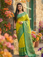 Shree Shyam Fashion Green Pochampally Silk Saree - Distacart