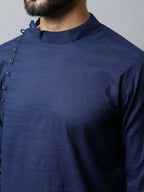 Even Apparels Navy blue Color Viscose Pure Cotton Men's Kurta With Side Placket (SLD1190) - Distacart