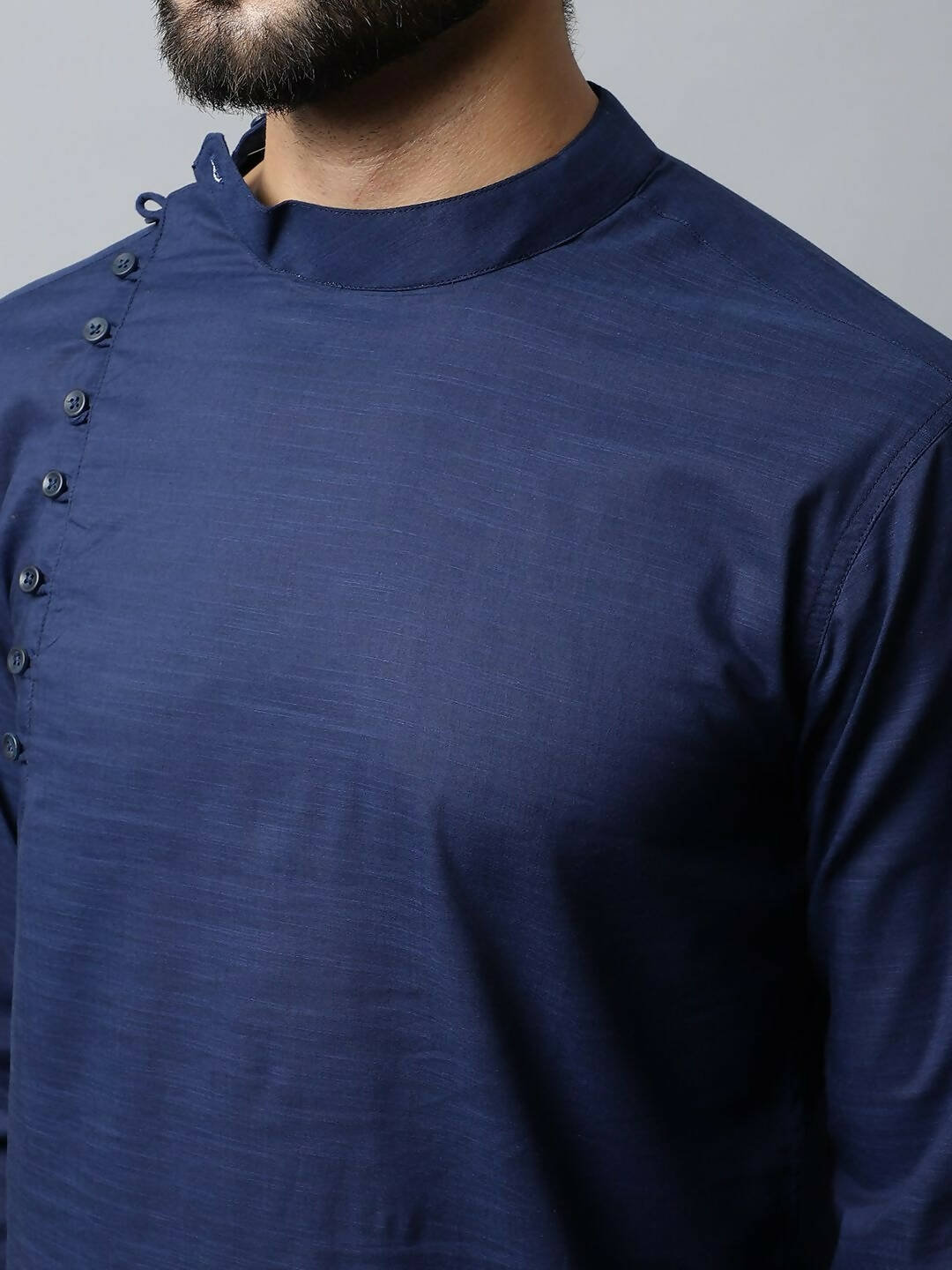 Even Apparels Navy blue Color Viscose Pure Cotton Men's Kurta With Side Placket (SLD1190) - Distacart