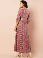 Indya Orange Printed Maxi Dress - Distacart