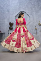 Kesar Fab Ivory Silk Embroidered Lehenga