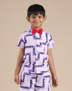 Snakes and Ladders Boys Purple Table Print Shirt from Siblings Collection