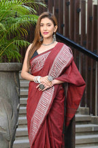 Beatitude Red Cotton Jacqaurd Border Tangail Handloom Saree