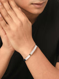 NVR Men's Silver Metal Interlock Kada Bracelet - Distacart