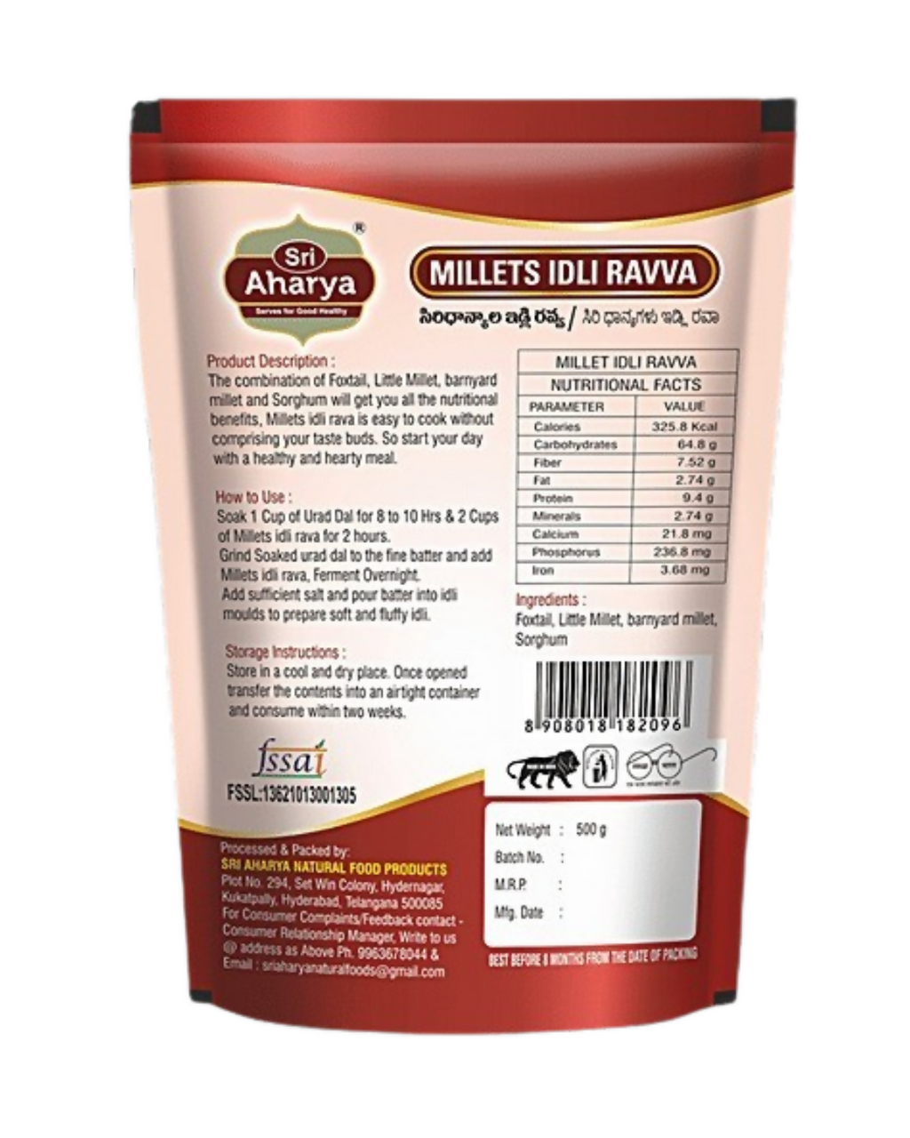 Sri Aharya Millets Idli Ravva - Distacart