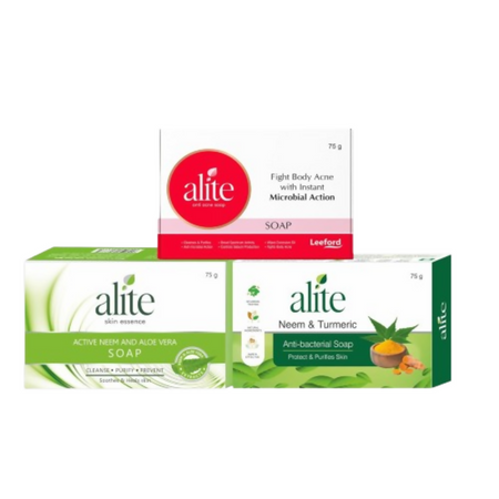 Alite Soap Trio Set,Anti-Acne Bar,Neem Aloe Vera,Neem Turmeric Bar for Men & Women