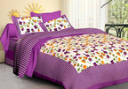 Vamika Printed Cotton Purple Bedsheet With Pillow Covers (LEOC_CHKM_PR)