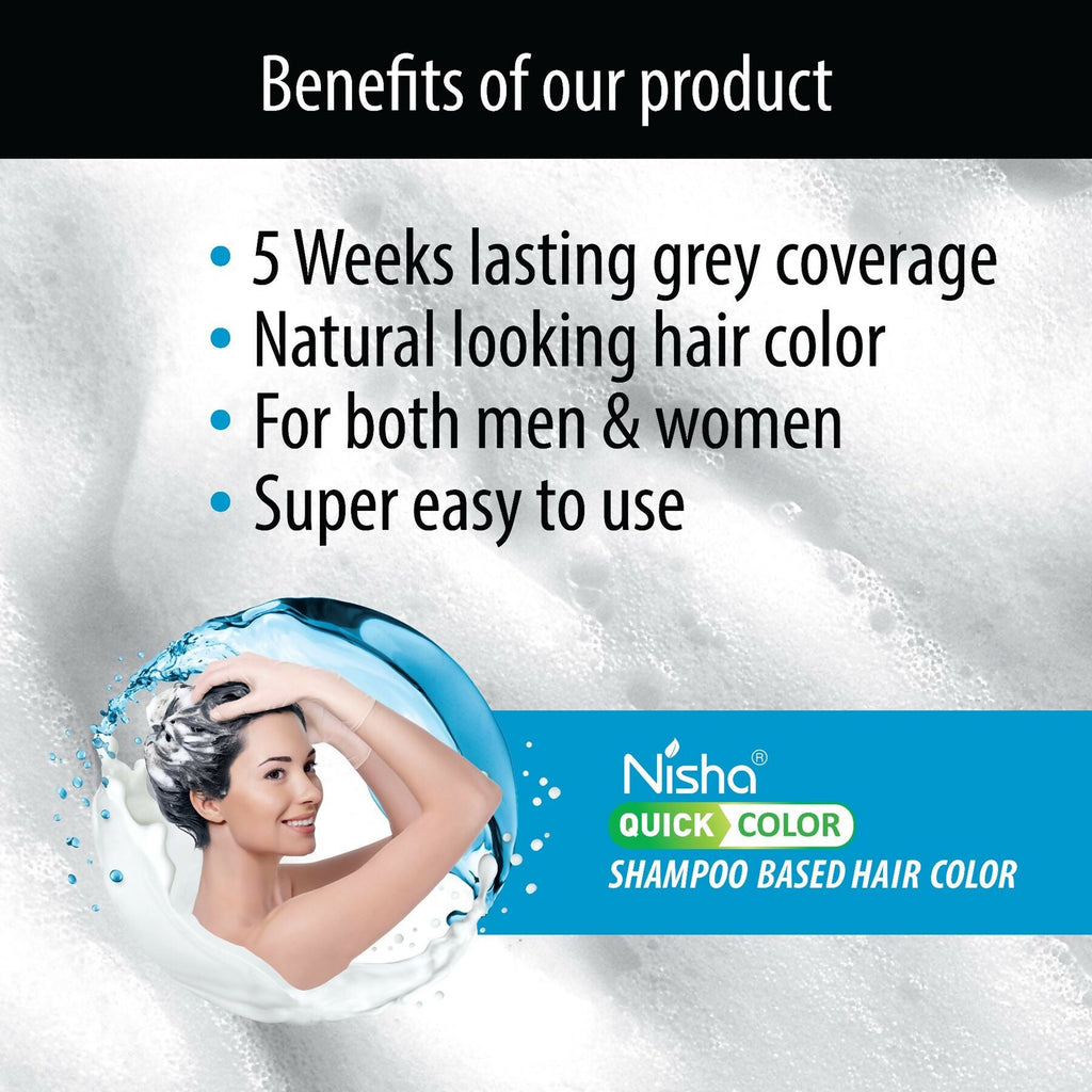 Nisha Quick Color Shampoo Hair Color-Original Black - Distacart