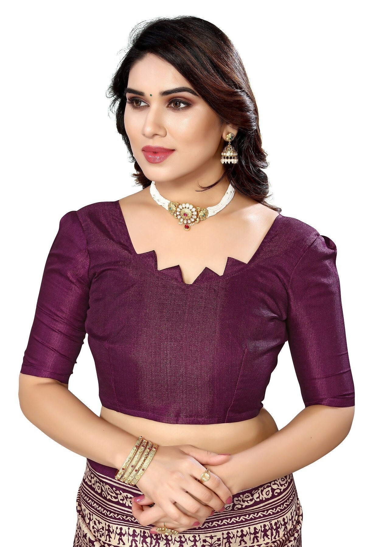 Vamika purple Printed Art Silk Saree