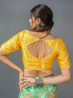 Amodini Designer Studio Women's Banarsi Brocade Yellow Blouse