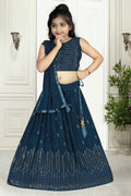 Wedding Designer Rama Pure Georgette Kidswear Lehenga - Aaradhna
