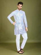 Vastranavya Ombre Purple Premium Real Georgette Thread Sequence & Embroidery work Kurta