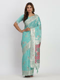 Shree Shyam Fashion Linen Cotton Sea Green Saree - Distacart