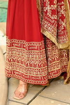 Joban Fashion Red Georgette Sequence Embroidery Work Kurta Set - Distacart