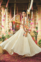 Teeya Creation Off White Colour Pure Cotton Embroidery Work Fully Stitched Navratry Lahenga