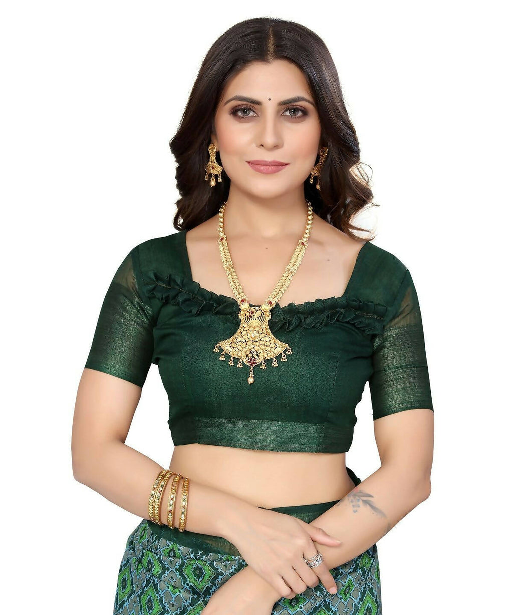 Vamika Cotton Green Jari Border Bollywood Style Saree (VASU GREEN) - Distacart