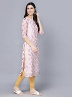 Myshka Women Pink Floral Printed Gotta Patti Georgette Kurta - Distacart