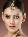 NVR Women's Gold-Polished CZ Stone-Studded Maang Tikka - Distacart