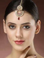 NVR Women's Gold-Polished CZ Stone-Studded Maang Tikka - Distacart