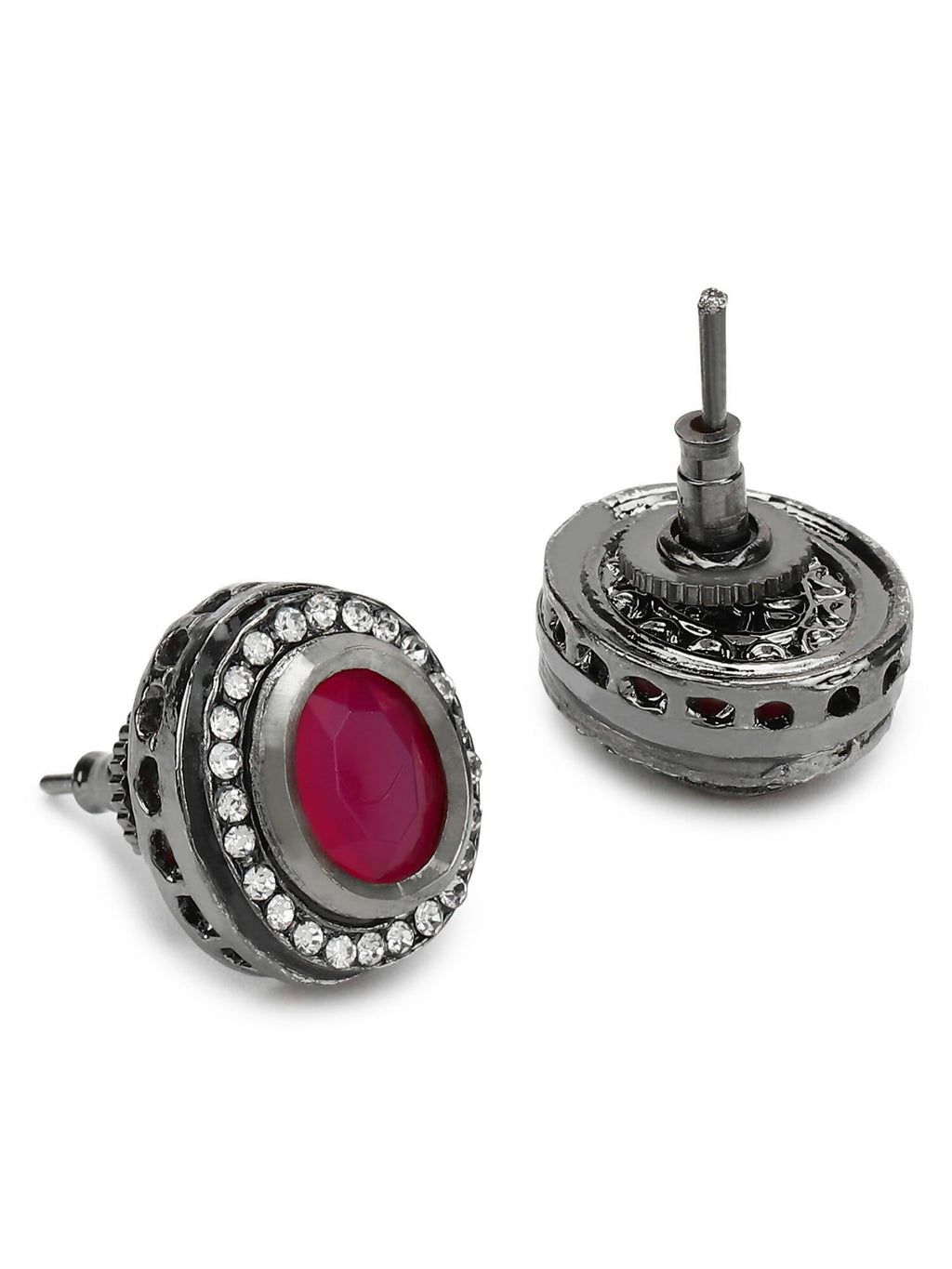 Pink Circular Studs Earrings - Ruby Raang - Distacart