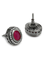Pink Circular Studs Earrings - Ruby Raang - Distacart