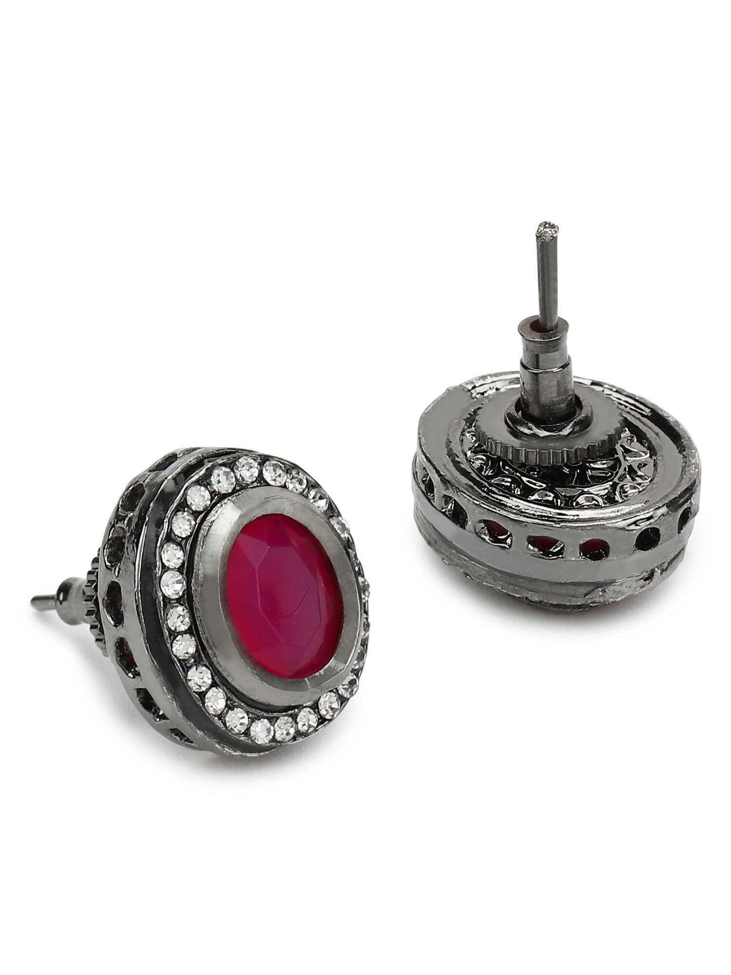 Pink Circular Studs Earrings - Ruby Raang - Distacart