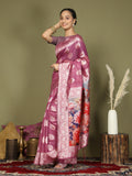 Shree Shyam Fashion Linen Cotton Pink Saree - Distacart