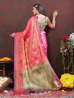 Lorenvalley Fashion Pink Kanjivaram Silk Woven Design with Zari Weaving Saree