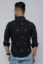Miravan Men's Black Pure Cotton Floral Print Casual Shirt