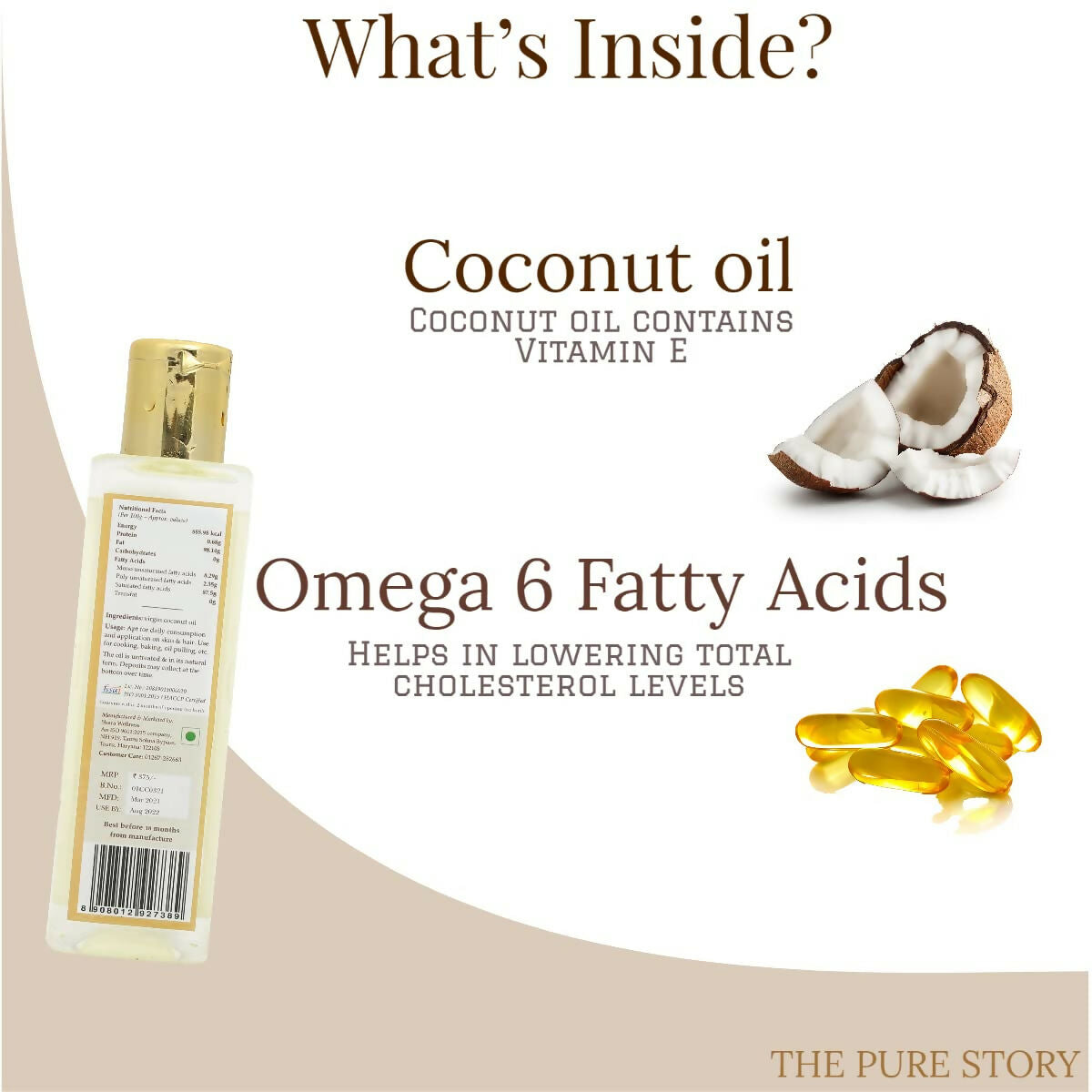 The Pure Story Natural Cold Pressed Coconut Hair Oil - Distacart