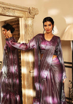 Lavender Tom Silk Plain Ready To Wear Saree With Stitched Blouse - Satiksha