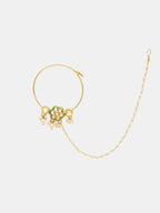Ruby Raang 22k Gold Polished Kundan Maharani Nose Ring (Clip On)