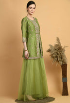 Joban Fashion Green Chanderi Kurta Set