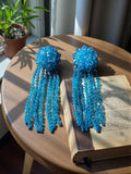 Inhanns Handmade Crystal Waterfall Earrings - Long - Sky Blue - Distacart