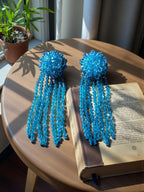 Inhanns Handmade Crystal Waterfall Earrings - Long - Sky Blue - Distacart