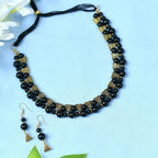 Mominos Fashion Johar Kamal Gold-Plated Brass Finish Pearls Work Choker For Women (Black) - Distacart