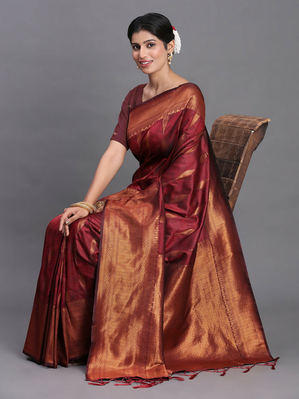 Shree Shyam Fashion Silk Maroon Saree - Distacart