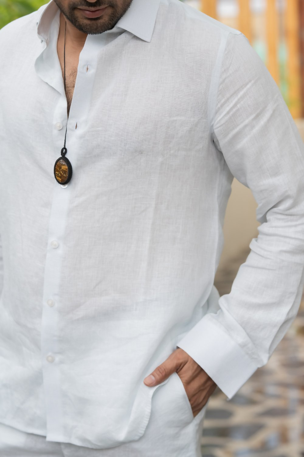Linen Light Blue Moonlit Shirt By Hilo Design