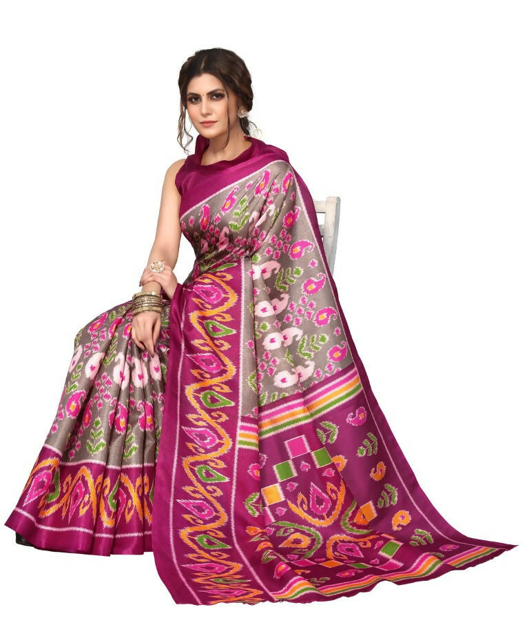 Vamika Purple Printed Art Silk Saree