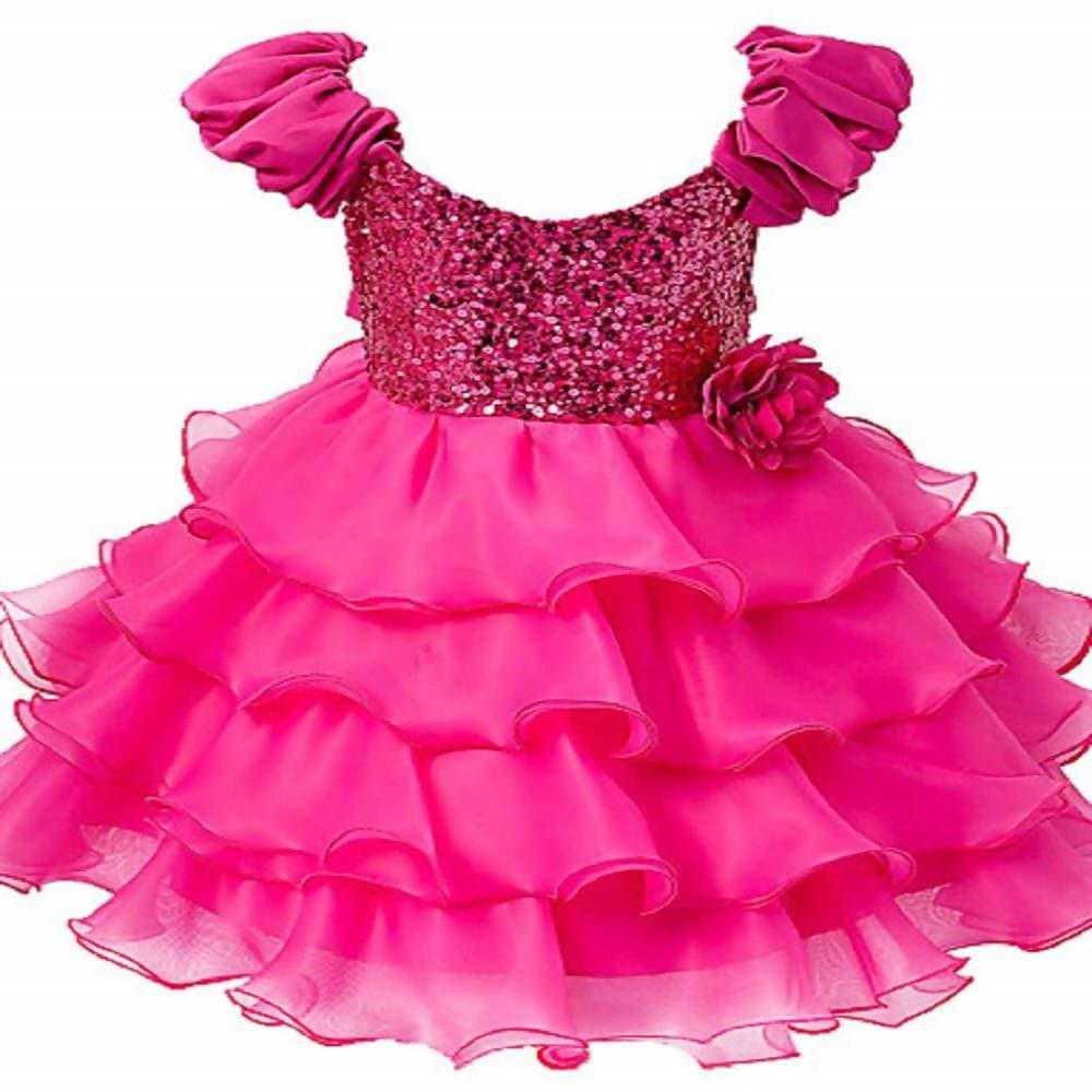 Asmaani Baby Girl's Pink Color Satin Knee Length Frock (AS-dress-22084 )