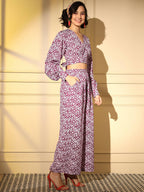 Pink Crepe Digital Printed Top With Matching Trouser - Shivani