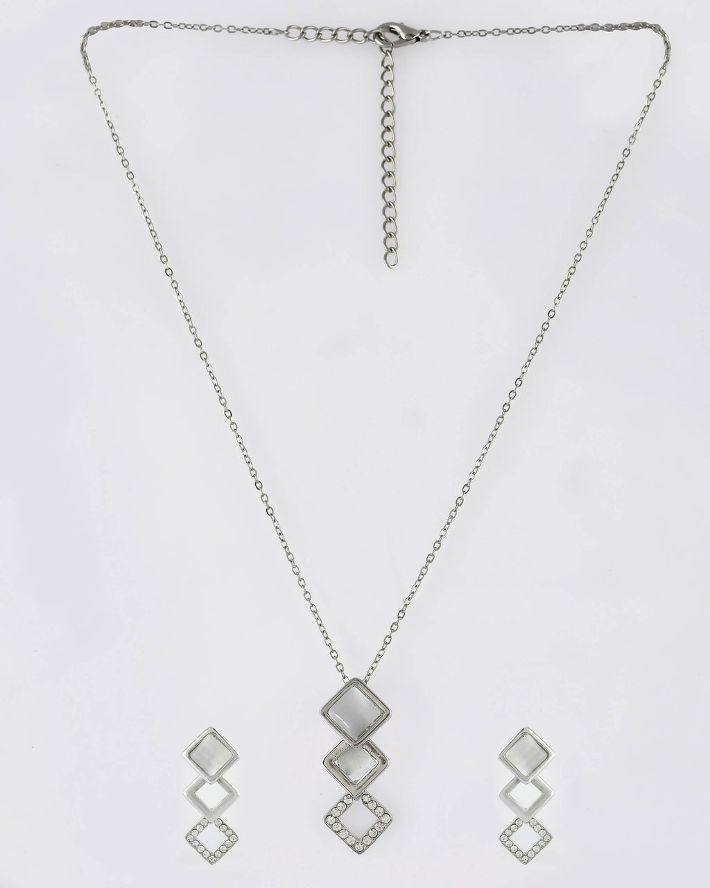 VOJ Stainless Steel Silver Silver Jewellery Set (Pack of 2)