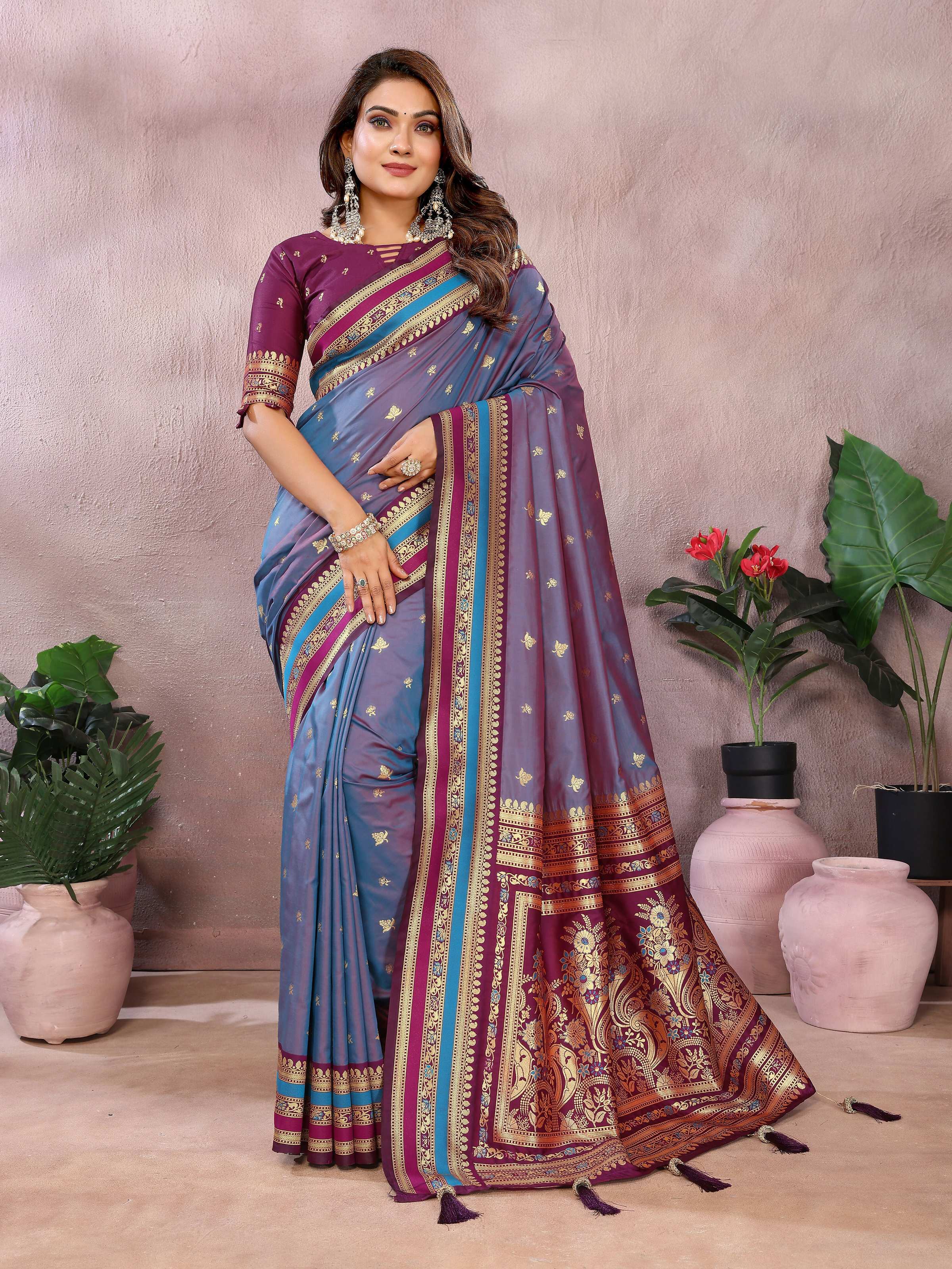 Aastha Fashion Grey Kalamkari Silk Weaving Saree - Distacart