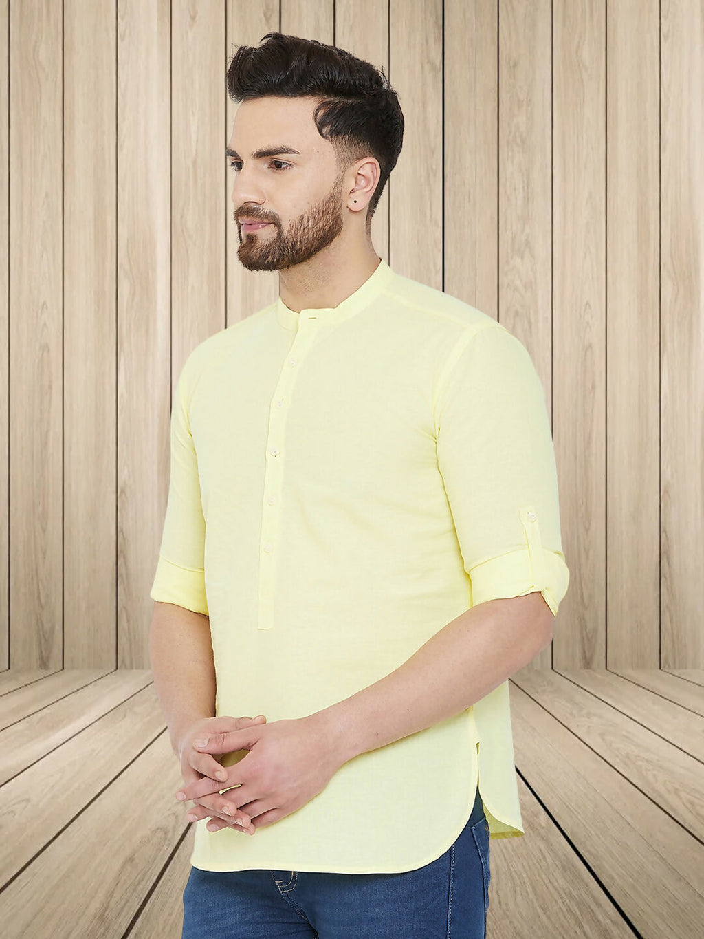 Even Apparels Men's Pure Cotton Yellow Kurta