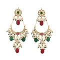 Nuyug 22K Gold Plated Crescent Kundan Drop Red Stone Chandbali Earrings - Distacart