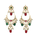 Nuyug 22K Gold Plated Crescent Kundan Drop Red Stone Chandbali Earrings - Distacart