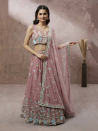 House of Panchhi Coral Pure Georgette Sequins with heavy Zarkan embroidery Lehenga choli & Dupatta